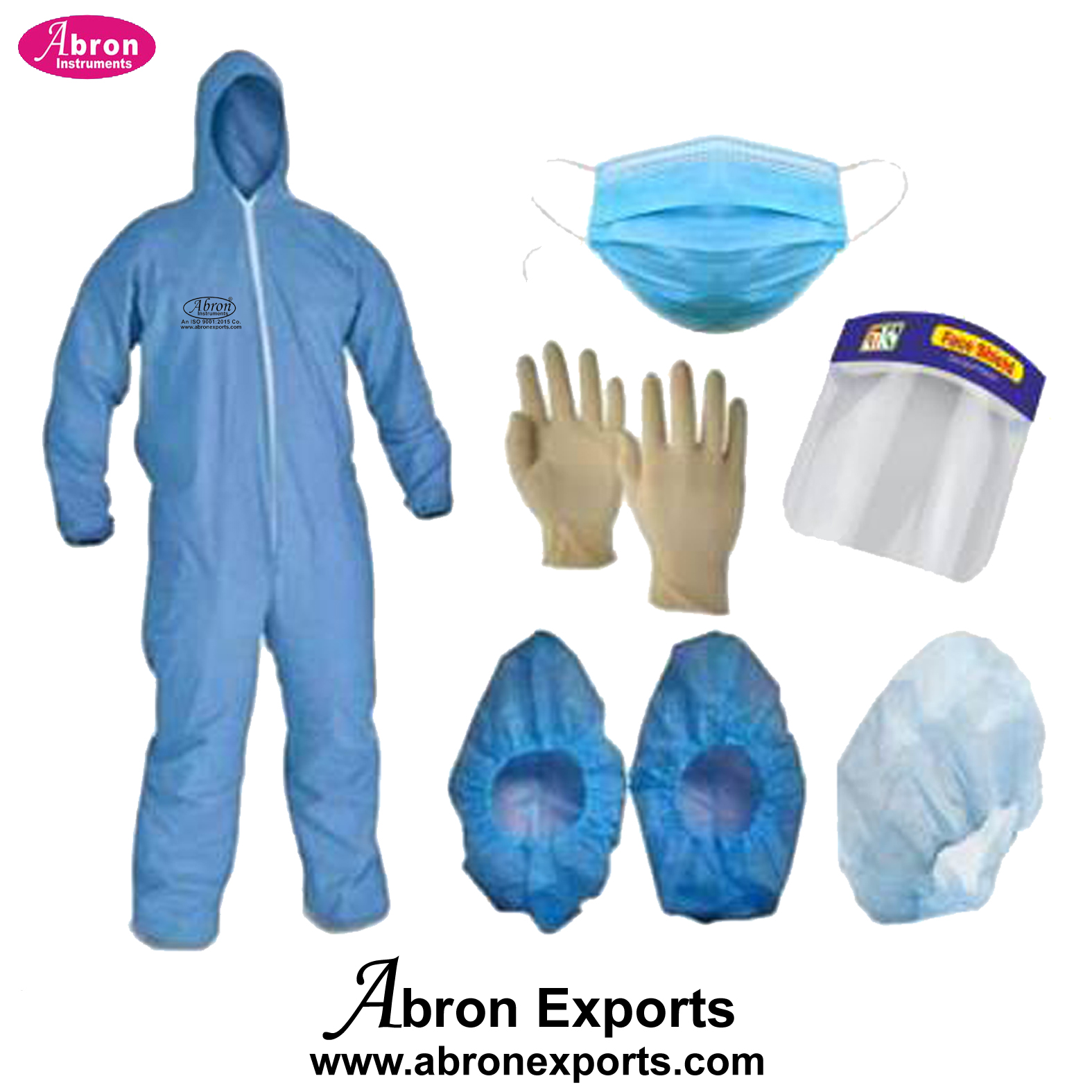 PPE kit certified approved cloth disposable cap shoe coner face shield cap glove 10sets Abron ABM-2651K2 